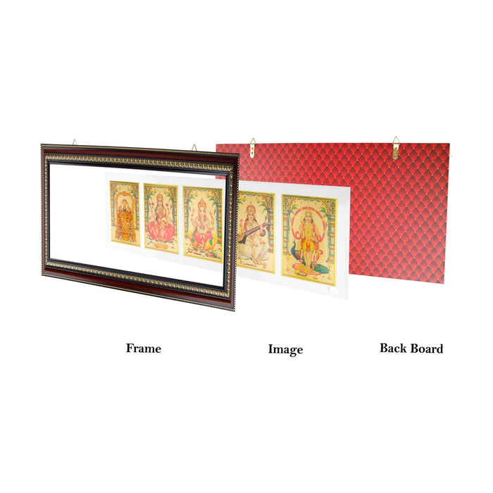 Photo Frame - 32 x 12 Inches | 5 In 1 Picture Frame/ Rosewood Synthetic Frame for Wall - Hindu God Photos & Frames