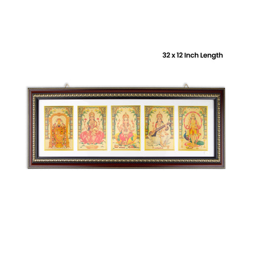 Photo Frame - 32 x 12 Inches | 5 In 1 Picture Frame/ Rosewood Synthetic Frame for Wall - Hindu God Photos & Frames