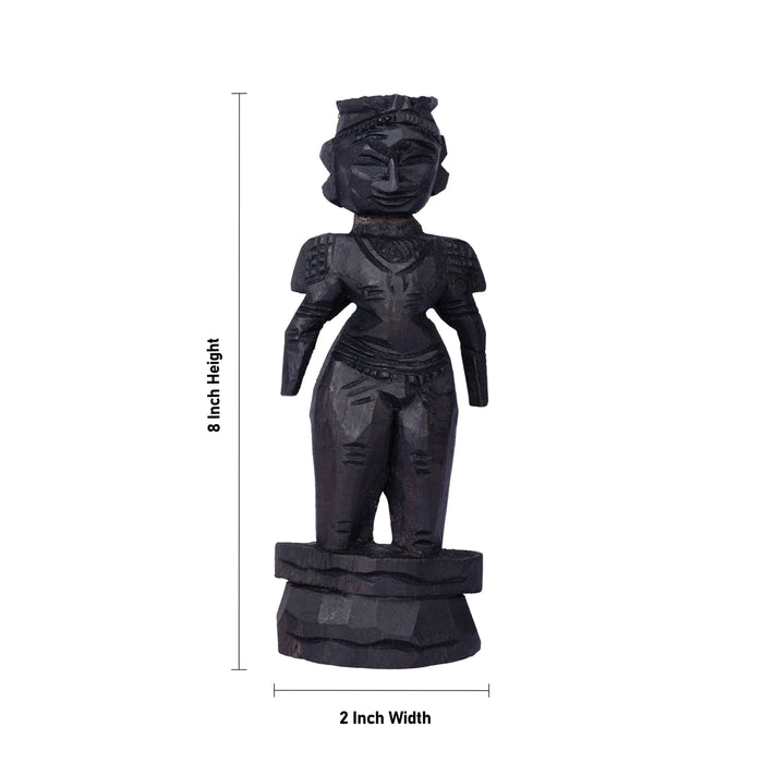 Marapachi Bommai Pair - 8 x 2 Inches | Wooden Statue/ Kolu Bommai/ Marapachi Doll For Golu Display
