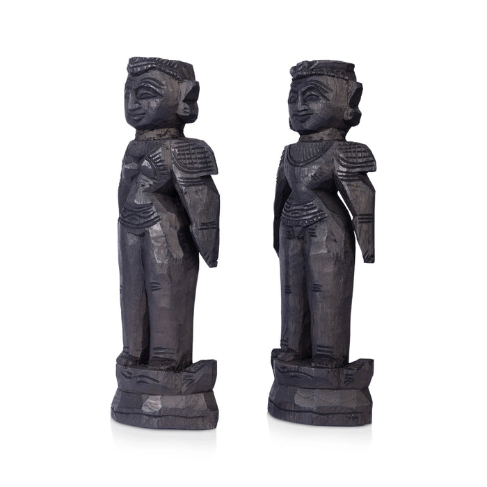 Marapachi Bommai Pair - 10 x 3.5 Inches | Wooden Sculpture/ Marapachi Doll/ Kolu Bommai for Navaratri