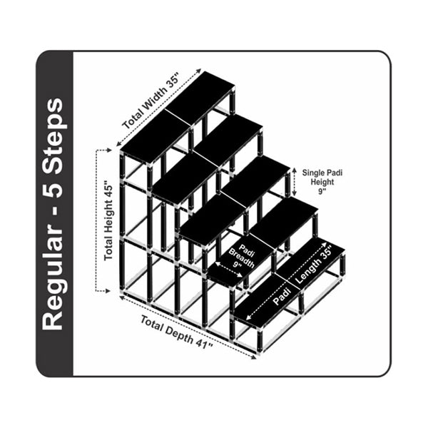 Giri Plastic Golu Padi - 5R | 5 Regular Golu Stand/ Multi Purpose Navratri Golu Rack/ 45 x 35 x 41 Inches