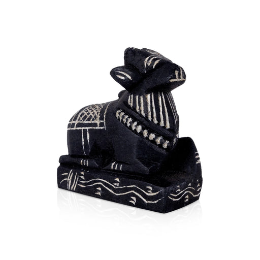 Nandi Murti - 3.25 x 3 Inches | Black Stone Idol/ Nandi Statue/ Nandi Bhagavan / NandiDeva / Decor For Pooja - Stone Murties