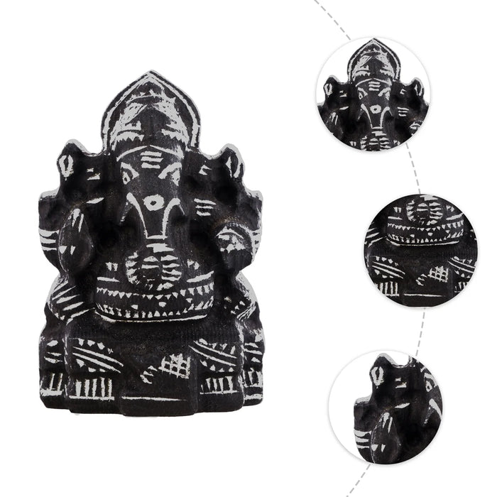 Vinayagar Sitting On Base Murti - 7 x 2 Inches | Soft Stone Ganesha Idol / Ganapathi Statue For Home & Pooja - Stone Murties