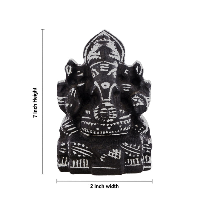 Vinayagar Sitting On Base Murti - 7 x 2 Inches | Soft Stone Ganesha Idol / Ganapathi Statue For Home & Pooja - Stone Murties