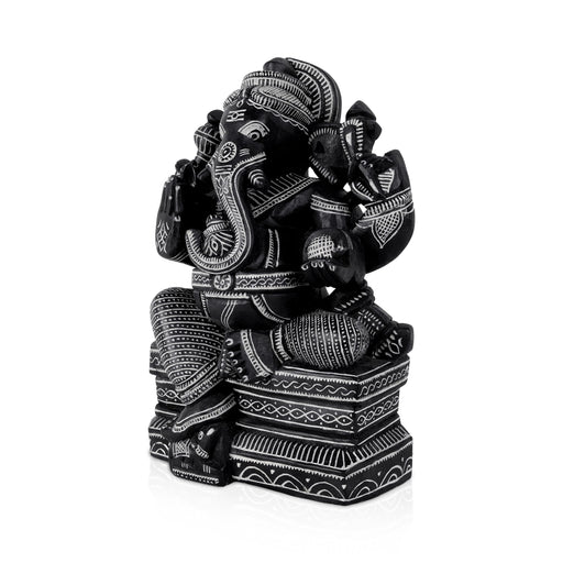 Ganesha Murti- 11 x 8 Inches | Soft Stone Vinayakar Idol /Ganapathi Sculpture For Home Decor - Stone Murties