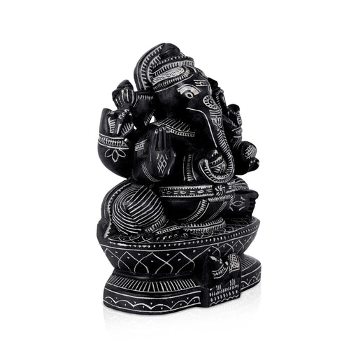 Ganesha Murti- 8 x 6 Inches | Soft Stone Vinayakar Idol /Ganapathi Sculpture For Home Decor - Stone Murties
