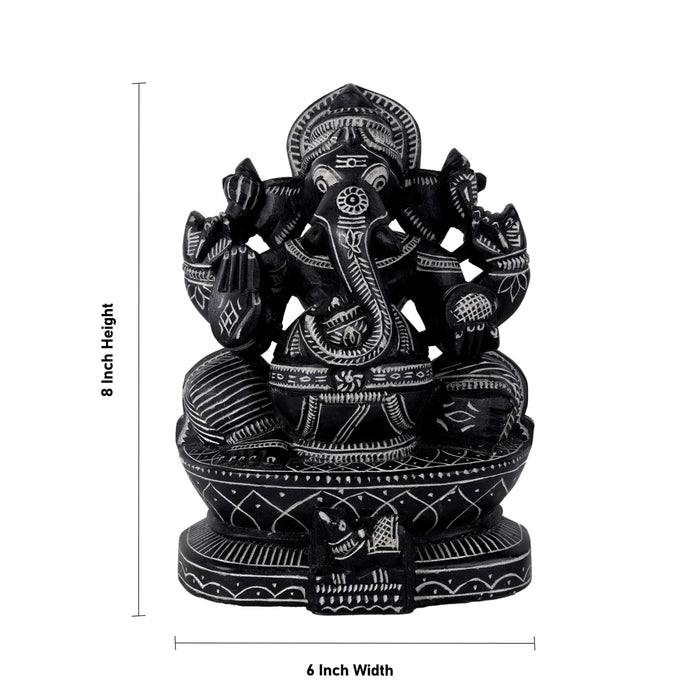 Ganesha Murti- 8 x 6 Inches | Soft Stone Vinayakar Idol /Ganapathi Sculpture For Home Decor - Stone Murties