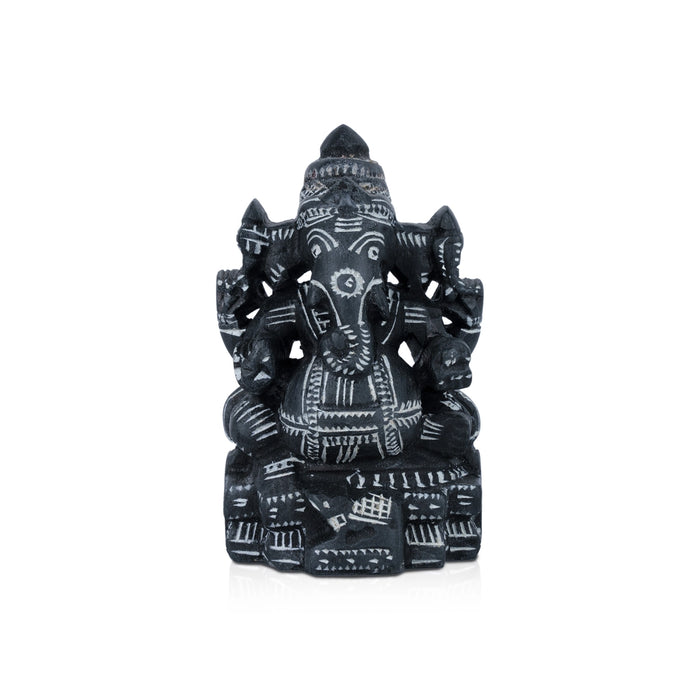 Ganesh Murti - 4.5 x 2.75 Inches | Soft Stone Ganpati Murti/ Sitting Vinayaka Statue for Pooja - Stone Murties