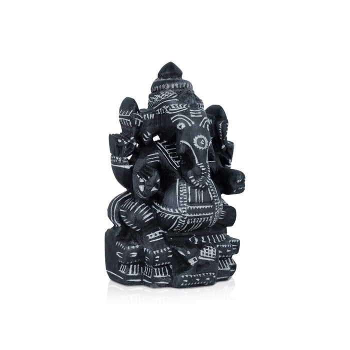Ganesh Murti - 4.5 x 2.75 Inches | Soft Stone Ganpati Murti/ Sitting Vinayaka Statue for Pooja - Stone Murties
