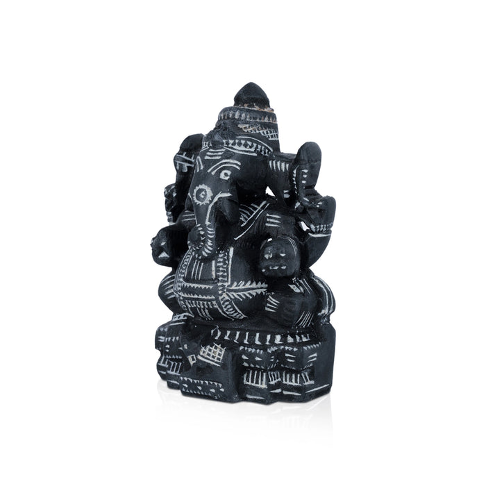 Ganesh Murti - 4.5 x 2.75 Inches | Soft Stone Ganpati Murti/ Sitting Vinayaka Statue for Pooja - Stone Murties