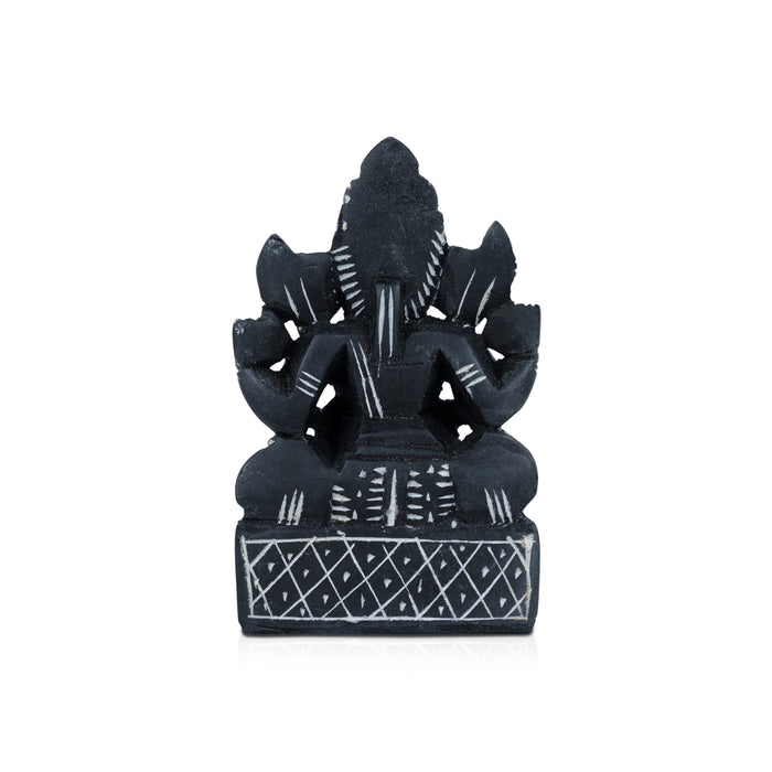Ganesh Murti - 4.5 x 2.75 Inches | Soft Stone Ganpati Murti/ Sitting Vinayaka Statue for Pooja - Stone Murties