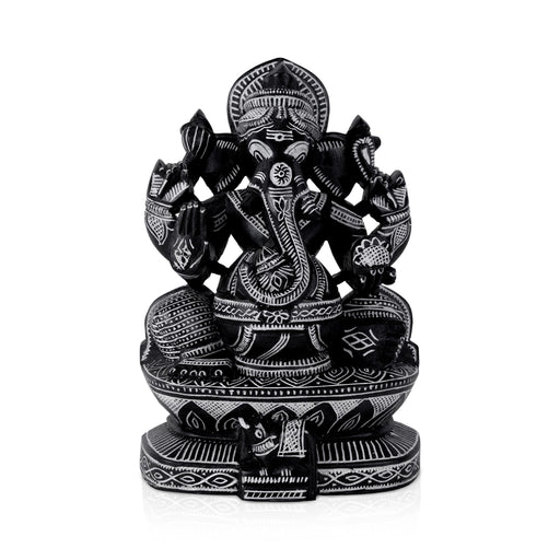 Ganesha Murti- 9.5 x 6.25 Inches | Soft Stone Vinayakar Idol /Ganapathi Sculpture For Home Decor - Stone Murties