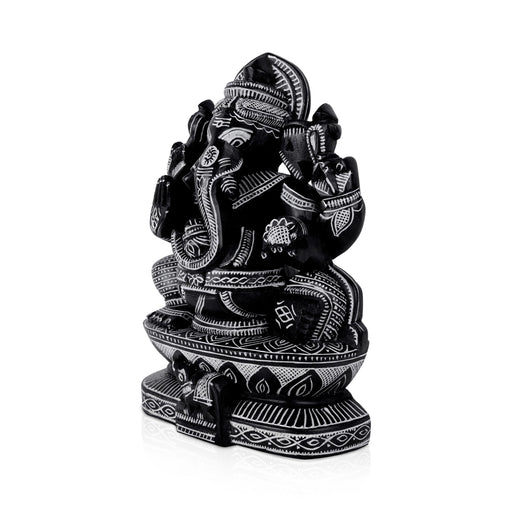 Ganesha Murti- 9.5 x 6.25 Inches | Soft Stone Vinayakar Idol /Ganapathi Sculpture For Home Decor - Stone Murties