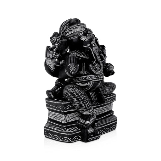 Ganesha Murti- 10 x 7 Inches | Soft Stone Vinayakar Idol /Ganapathi Sculpture For Home Decor - Stone Murties