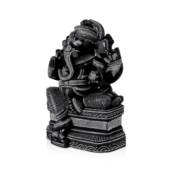 Ganesha Murti- 10 x 7 Inches | Soft Stone Vinayakar Idol /Ganapathi Sculpture For Home Decor - Stone Murties