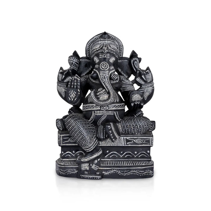 Ganesh Murti - 12 X 8 Inches | Soft Stone Ganesha Idol/ Sitting Vinayaka Murti For Home Pooja
