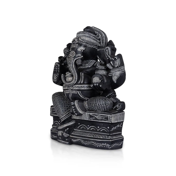 Ganesh Murti - 12 X 8 Inches | Soft Stone Ganesha Idol/ Sitting Vinayaka Murti For Home Pooja