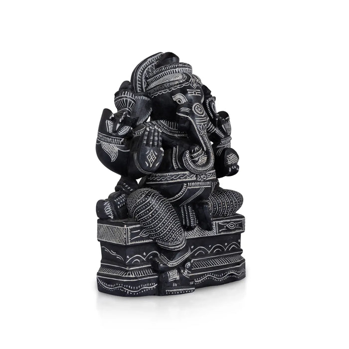 Ganesh Murti - 12 X 8 Inches | Soft Stone Ganesha Idol/ Sitting Vinayaka Murti For Home Pooja