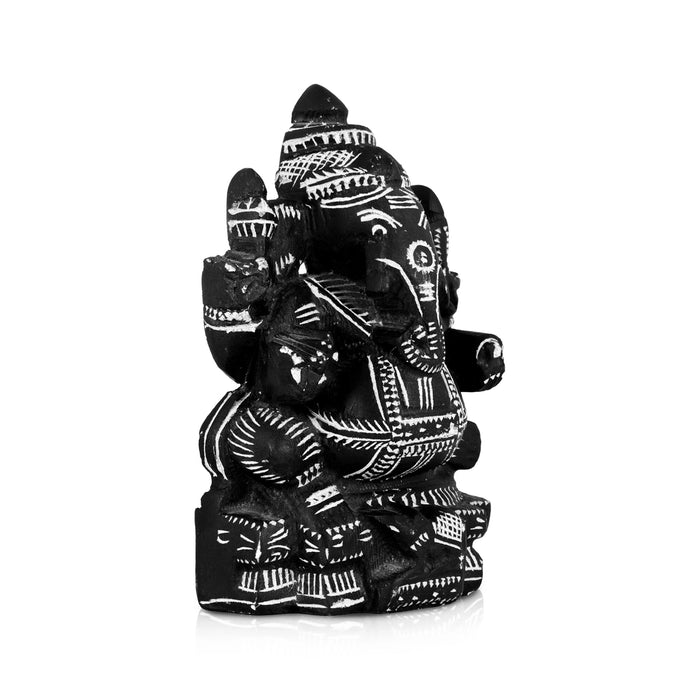 Vinayagar Sitting On Base Murti - 5.5 x 3.75 Inches | Soft Stone Ganesha Idol / Ganapathi Statue For Home & Pooja - Stone Murties