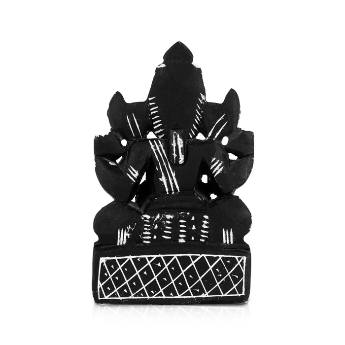Vinayagar Sitting On Base Murti - 5.5 x 3.75 Inches | Soft Stone Ganesha Idol / Ganapathi Statue For Home & Pooja - Stone Murties