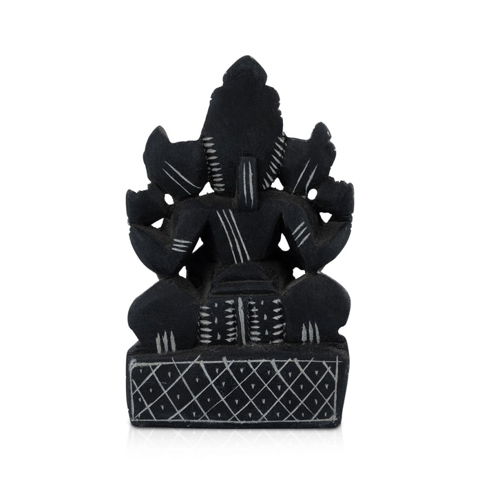 Ganapathi Sitting On Base Murti - 5.5 x 3.75 Inches | Soft Stone Idol / Vinayagar Statue For Home & Pooja - Stone Murties