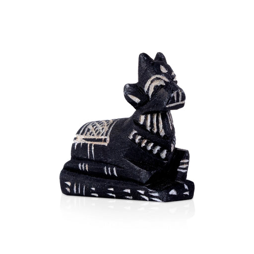 Nandi Murti - 2.5 x 2.5 Inches | Black Stone Idol/ Nandi Statue/ Nandi Bhagavan / NandiDeva / Decor For Pooja - Stone Murties