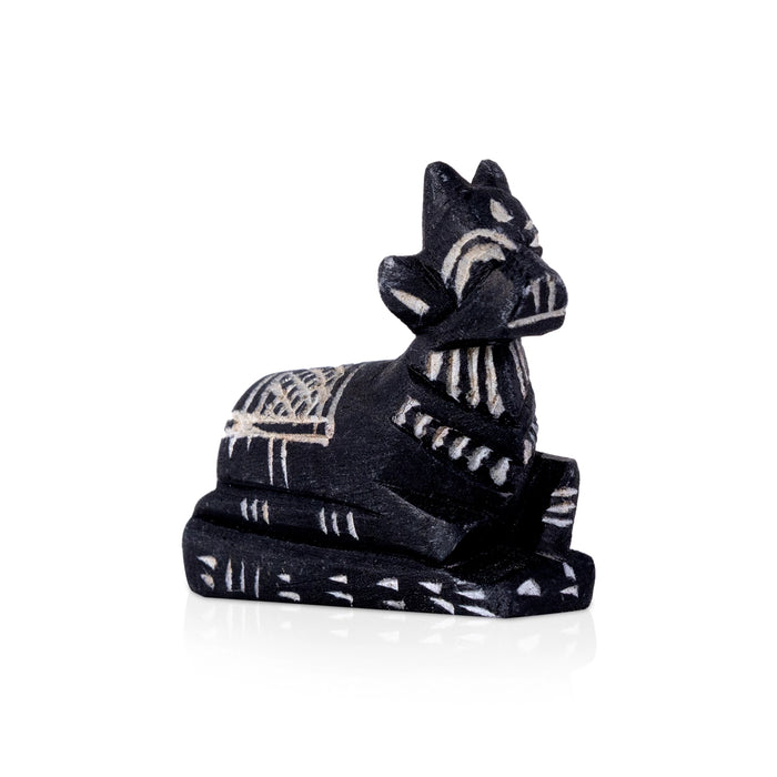 Nandi Murti - 2.5 x 2.5 Inches | Black Stone Idol/ Nandi Statue/ Nandi Bhagavan / NandiDeva / Decor For Pooja
