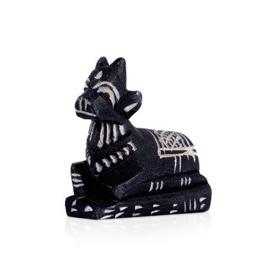 Nandi Murti - 2.5 x 2.5 Inches | Black Stone Idol/ Nandi Statue/ Nandi Bhagavan / NandiDeva / Decor For Pooja