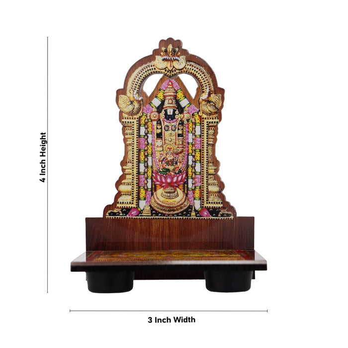 Sri Chakra Design Manai Palagai With Balaji Photo Frame - 4 x 3 Inches | Bajot With Picture Frame for Pooja/ 50 Gms - Pooja Aasan & Bajot & Pooja Mat