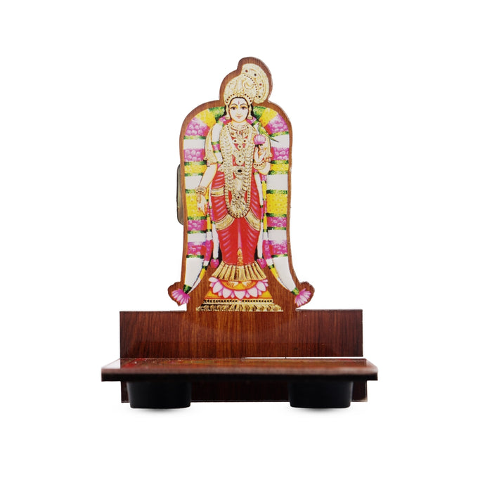 Sri Chakra Design Manai Palagai With Andal Photo Frame - 4 x 3 Inches | Bajot With Picture Frame for Pooja/ 50 Gms - Pooja Aasan & Bajot & Pooja Mat
