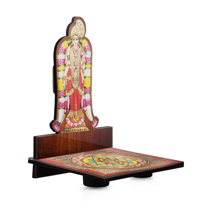 Sri Chakra Design Manai Palagai With Andal Photo Frame - 4 x 3 Inches | Bajot With Picture Frame for Pooja/ 50 Gms - Pooja Aasan & Bajot & Pooja Mat