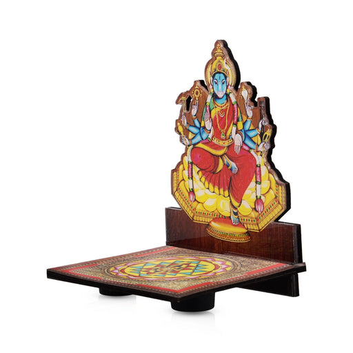 Sri Chakra Design Manai Palagai With Varahi Photo Frame - 4 x 3 Inches | Bajot With Picture Frame for Pooja - Pooja Aasan & Bajot & Pooja Mat