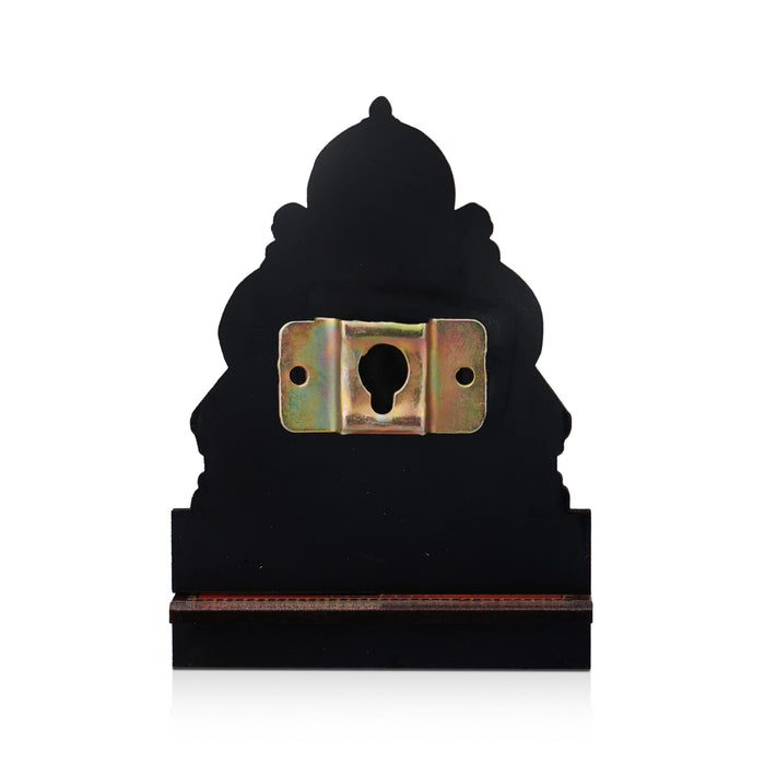 Sri Chakra Design Manai Palagai With Lakshmi Photo Frame - 4 x 3 Inches | Bajot With Picture Frame for Pooja - Pooja Aasan & Bajot & Pooja Mat