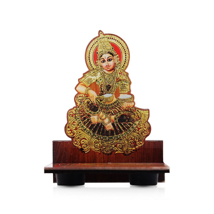 Sri Chakra Design Manai Palagai With Annapoorani Photo Frame - 4 x 3 Inches | Bajot With Picture Frame for Pooja/ 50 Gms - Pooja Aasan & Bajot & Pooja Mat