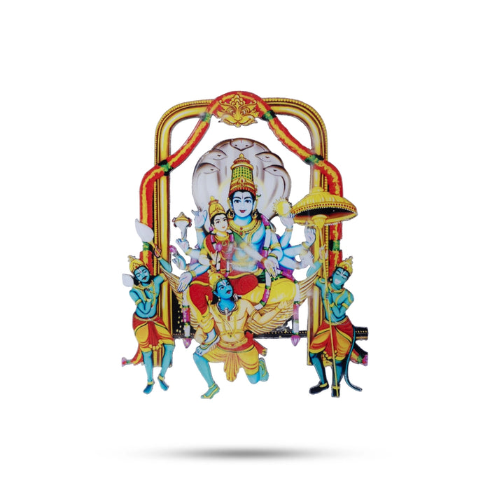 Laxmi Vishnu Murti With Sheshnag Fridge Magnet - 3.5 x 2.5 Inches | Vishnu Lakshmi Idol Photo Magnet for Home - Fridge Magnet