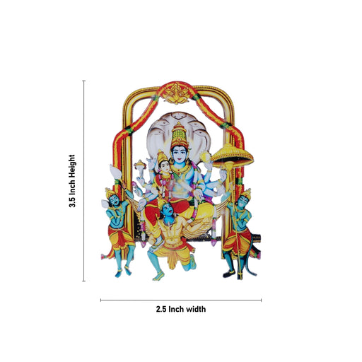 Laxmi Vishnu Murti With Sheshnag Fridge Magnet - 3.5 x 2.5 Inches | Vishnu Lakshmi Idol Photo Magnet for Home - Fridge Magnet