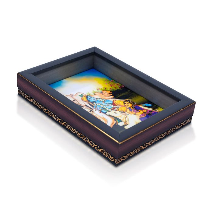 Thambulam Thattu - 1.5x 7.5x 5.5 Inches | Cow With Radha Krishna Design Thambulam Plate/Decorative Plate for Home - Pooja Plate & Tray