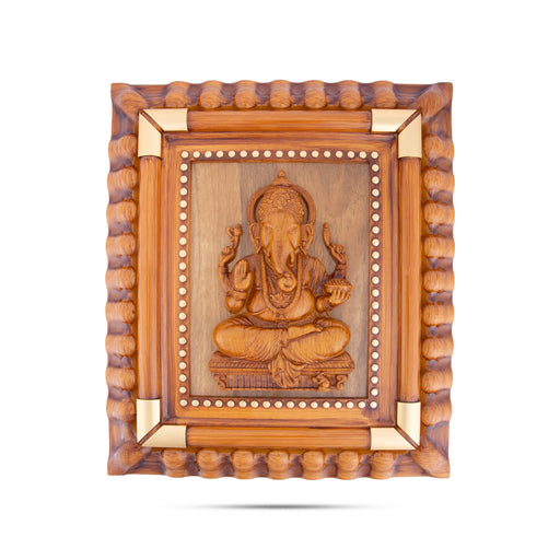 Ganesha Photo Frame - 15 x 13 Inches | Plastic Picture Frame/ Wooden Polish Wall Frame for Home Decor - Hindu God Photos & Frames