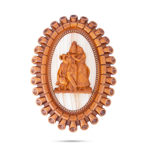 Radha Krishna Photo Frame - 14 x 10 Inches | Plastic Picture Frame/ Wooden Polish Wall Frame for Home Decor - Hindu God Photos & Frames