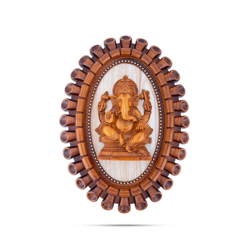 Ganesha Photo Frame - 14 x 10 Inches | Plastic Picture Frame/ Wooden Polish Wall Frame for Home Decor - Hindu God Photos & Frames