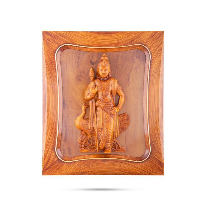 Murugan Photo Frame - 13 x 11 Inches | Plastic Picture Frame/ Wooden Polish Wall Frame for Home Decor - Hindu God Photos & Frames