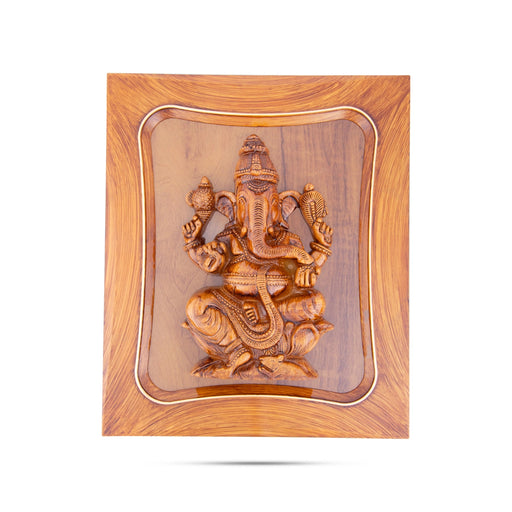 Ganesha Photo Frame - 13 x 11 Inches | Plastic Picture Frame/ Wooden Polish Wall Frame for Home Decor - Hindu God Photos & Frames