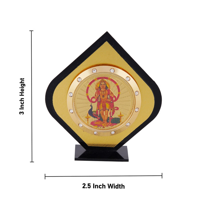 Om Murugan Acrylic Photo Stand - 3 x 2.5 Inches | Acrylic Car Stand/ Acrylic Picture Stand for Car Decor - Hindu God Photos & Frames