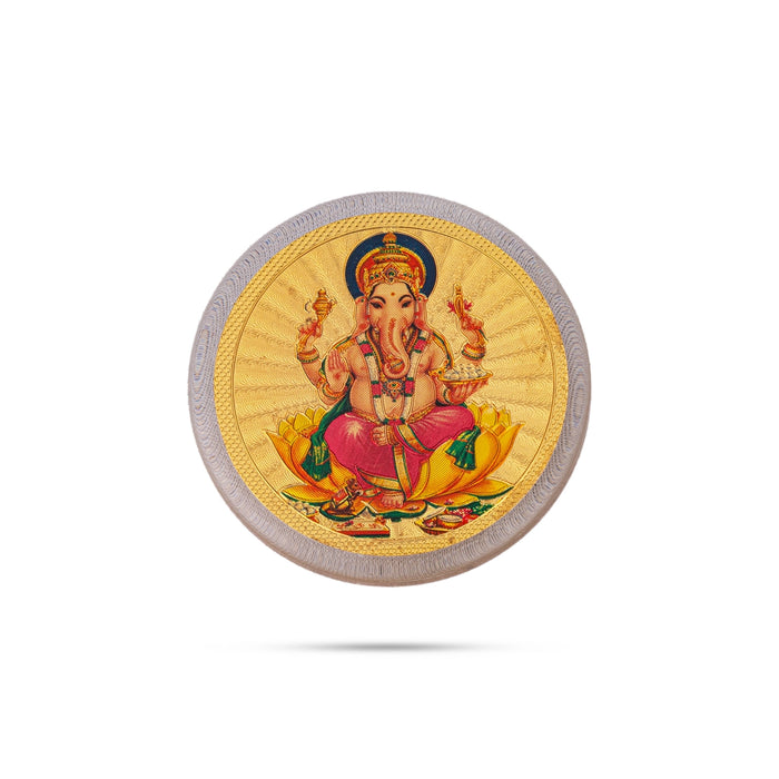 Ganesh Murti Design Fridge Magnet - 1.5 x 1.5 Inches | Round Shape Photo Magnet/ Picture Magnet for Home - Fridge Magnet