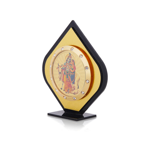 Cow Radha Krishna Acrylic Photo Stand - 3 x 2.5 Inches | Acrylic Car Stand/ Acrylic Picture Stand for Car Decor - Hindu God Photos & Frames