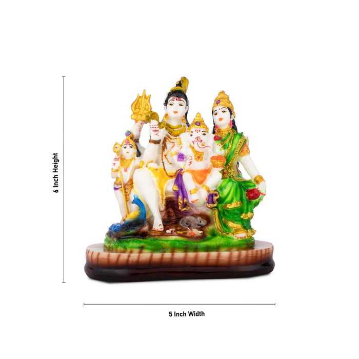 Shiv Family Murti - 6 x 5 Inches | Resin Idol/ Shiv Parivar Murti for Pooja