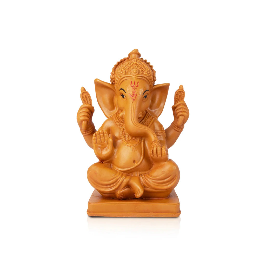 Ganesh Statue - 8 x 5.5 Inches | Wooden Statue/ Vinayaka Idol / Ganesh Idol for Pooja