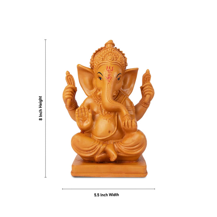 Ganesh Statue - 8 x 5.5 Inches | Wooden Statue/ Vinayaka Idol / Ganesh Idol for Pooja