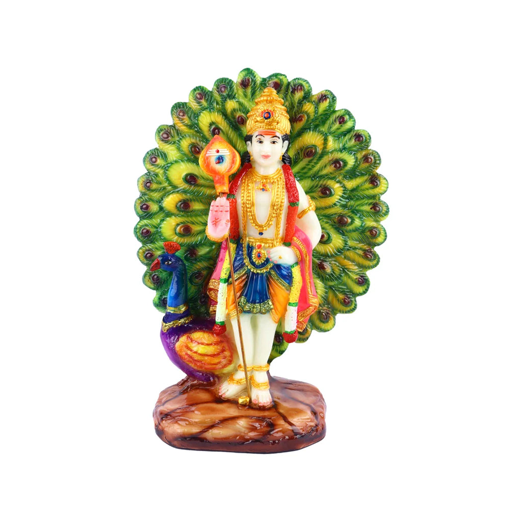 Murugan Statue - 11 x 8 Inches | Wooden Murugan Idol/ Murugan Silai for Pooja