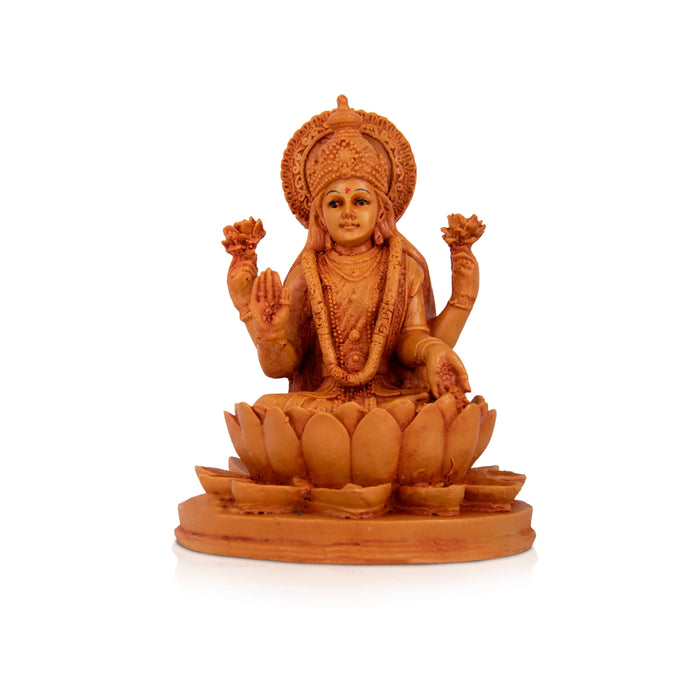 Laxmi Devi Statue - 6.5 x 5 Inches | Wooden Lakshmi Statue/ Laxmi Idol for Pooja - Wooden Murties